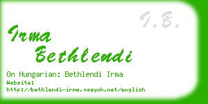 irma bethlendi business card